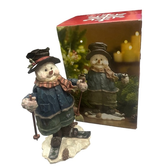 Vintage Animated Skiing Snowman Wind Up Musical Music Box Figurine Christmas NIB - Picture 2 of 3